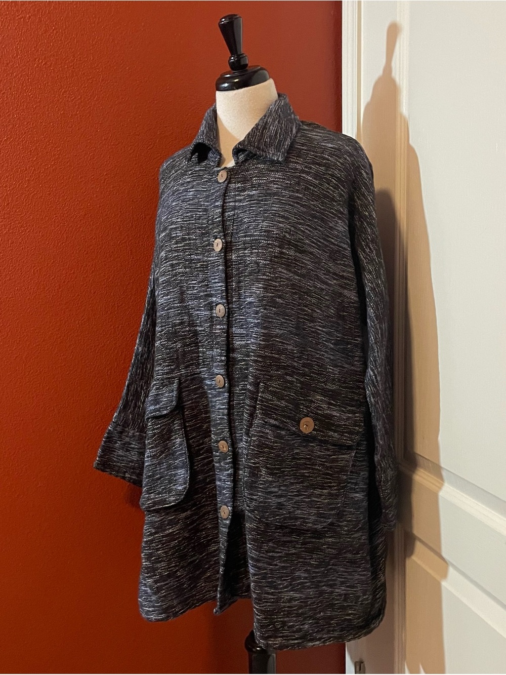 Yasuko Kurisaka Women’s Handwoven 100% Cotton Lagenlook Button Front Jacket